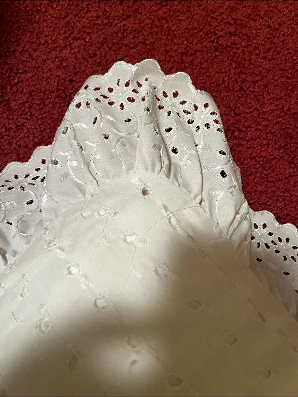White Eyelet Ruffle Pillow Sham - Classic Home Bedding